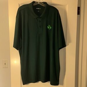Sport-Tek 4XL Men's Polo in Dark Green with Shamrock Clover Detail